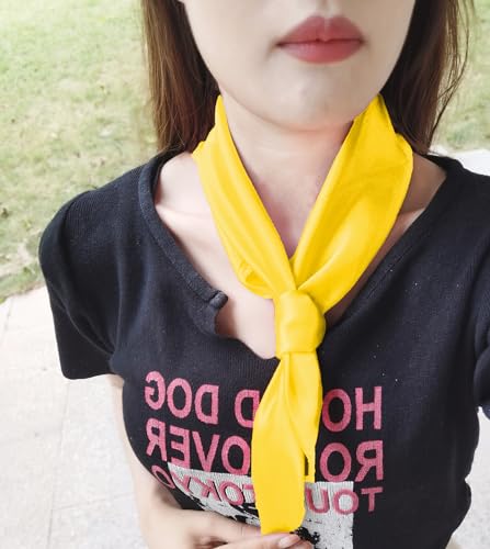 1 Piece of Square Satin Scarf Wrap Ribbon Neck Scarfs Halloween Retro Costume (23.62" x 23.62") - color: Yellow