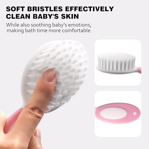 Baby Grooming Kit,Baby Health Care Kit,Baby Brush Soft Bristles 5 pcs Baby Nail Kit Nursery Care Kit Baby Hair Brush Hair Comb Nail Kit Safety Cutter Nail Clipper Set Pink - color: 5pcs Pink