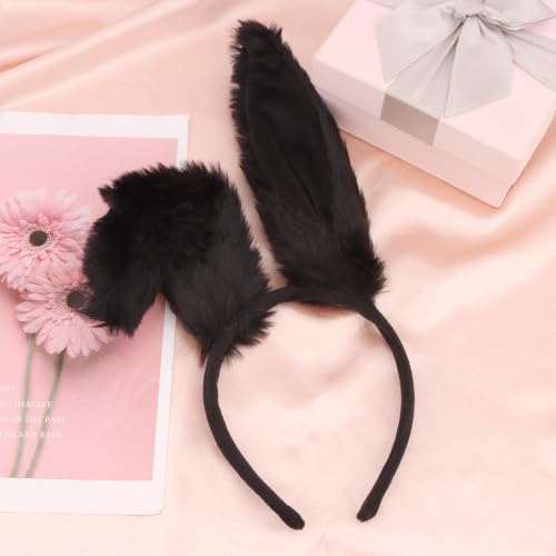 Black Bunny Ears Headband Rabbit Ears 22CM Long - color: Black Bunny