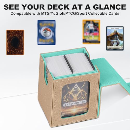 Card Deck Box for MTG Commander, Deck Case Holds 100 Double-Sleeved Cards - color: Khaki & Green, size: 1 Box