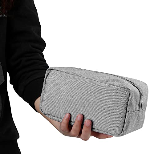 E-Tree Makeup Bag,Medium Travel Make up Pouch for Purse,Zipper Cosmetic Brush Skin Care Case for Women Man,Toiletry Bags,Tech Electronic Organizer,Small Canvas Storage for Personal Items,Grey - color: Grey, style: 7.8" X 3.9" X 3.9"