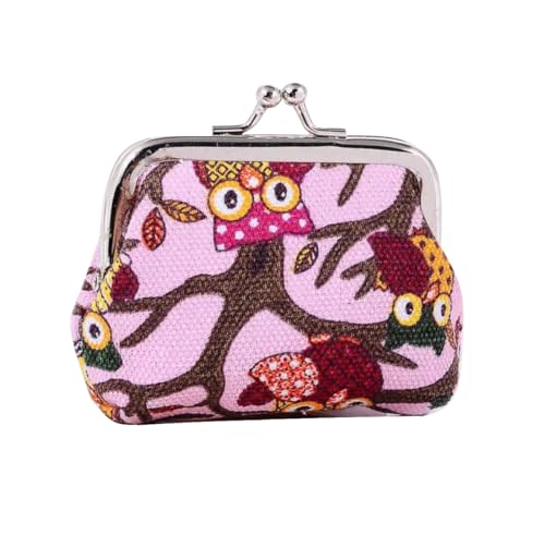 Lovely Owls Pattern Coin Purse- Mini Owl Design Clasp Pouch Wallet Key Bags Money Bag, Perfect Present for Purses Women Girls Wallets Buckle Party Favors - color: purple