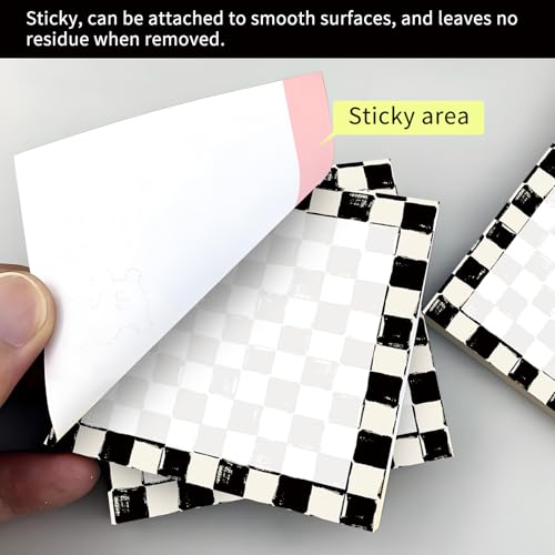 Cute Sticky Notes 3 x 3 in, 2 Pack Self Stick Note Pads with Fun Patterns, Strong Adhesive Memo Pads for Office School Home, 80 Sheets per Pad Classic Checkerboard - color: Classic Checkerboard