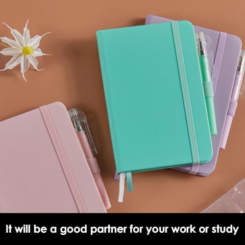 NIRMIRO 3 Pack Small Pocket Journal Notebook 3.7" x 5.7" with Pen, A6 Mini Cute Notepad for Women/Men, 408 Pages, 100Gsm Lined Paper Note Pads, Leather, Green - color: 3 MintGreen, size: A6