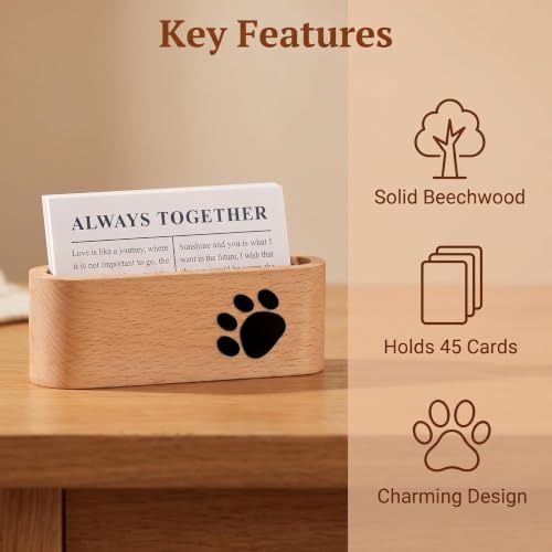 Wood Cat Paw Business Card Holder for Desk,Wooden Name Card Holder - color: Beech Wood With Cat Paw