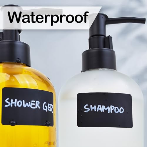 JIEHENG 170Pcs Black Removable Labels for Jars with 2 Liquid Chalk Marker - color: Black