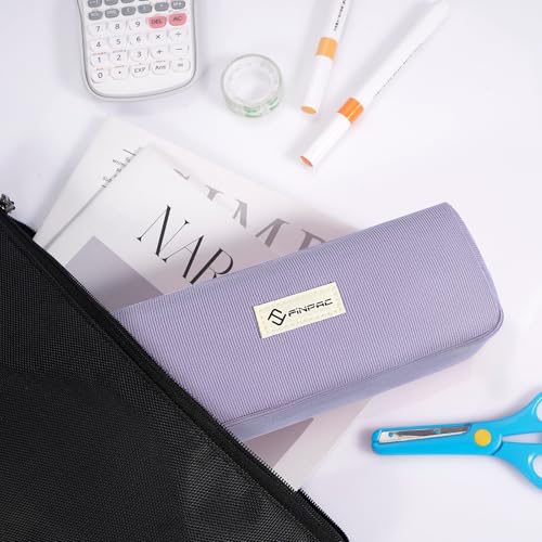 FINPAC Pencil Case, Corduroy Aesthetic Makeup Bag - color: Purple
