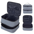 Double Layer Makeup Bag with Adjustable Dividers,Gray - color: Grey