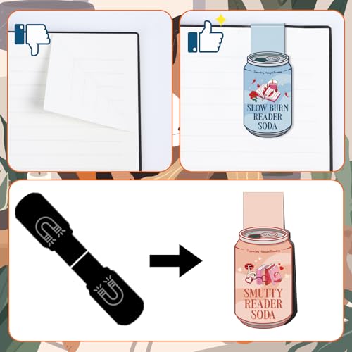 Drink Soda Magnetic Bookmarks Gifts - Wxiben 16 Pcs Funny Book Club Magic Magnet Book Markers Ticket Reading Tracker Bookmarks Magnetic Page Clips for Book Lovers Women Men School Office Supplies - style: Drink Soda