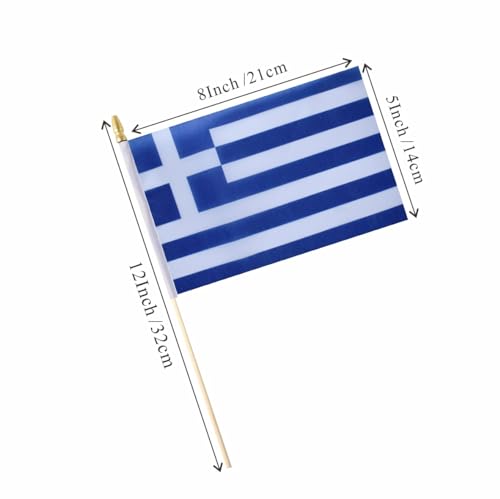 25Pack Small Greece Flag Handheld Mini Greek Flag on Stick 5x8 Inch - color: Greece