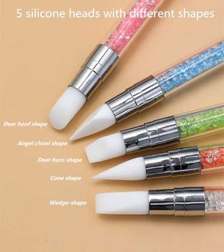 FULINJOY Nail Art Design 11PCS Kits - Resin Nail Art Palette, 5Pcs Nail Art Sculpture Pen Dual Tipped Silicone Nail Tools, 5Pcs Double Ended Nail Dotting Pens