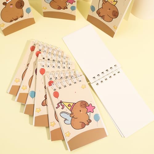 Random Cute Capybara Notebook Set Portable Diary Plan Mini Coil Pocket Notebook Student Stationery Gift,10 * 6cm (3Pcs) - color: 3Pcs