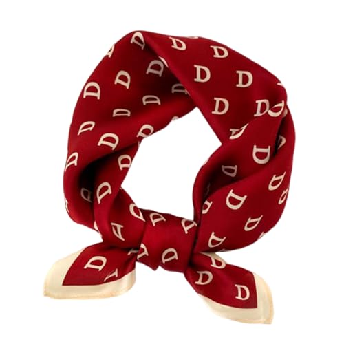 100% Mulberry Silk Neck Scarf for Women Square Neckerchief – 21 inch - color: Wine Red D