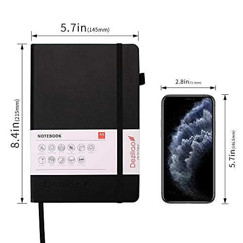 Lined Journal Notebooks with Pen Loop, Hardcover Notebook Journal for Work, 100Gsm Premium Thick Paper with Inner Pocket, Medium 5.7"x8.4", （Black, Ruled） - color: Black, size: 1 Pack