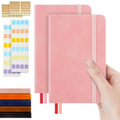 Pocket Dotted Notebook, 2-Pack Dot Grid Notebook, Dotted Journal with Stickers, 3.5" x 5.5" Hardcover, Small Mini A6 size, 160 Pages, 100 gsm Thick Paper, Pink - color: Pink