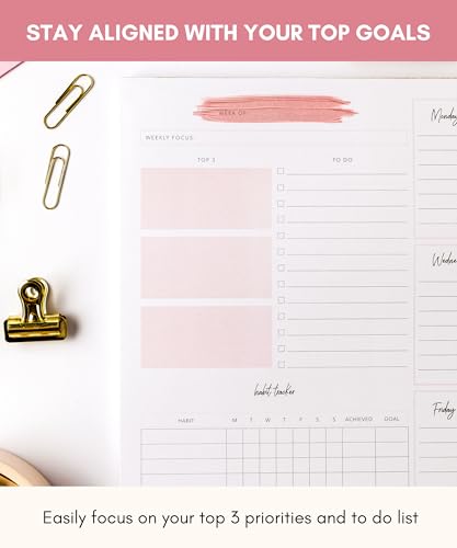 Lamare Weekly Planner Notepad – Premium Undated Weekly To Do List Notepad - color: Pink