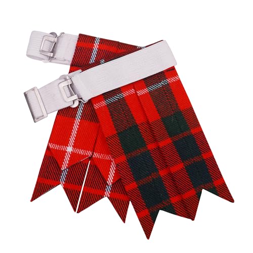 EZE Kilt Flashes for Men with Heavy Buckle Adjusters, Plain & Tartan Kilt Sock Flashes Acrylic Wool - color: Fraser