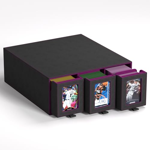 3-Drawer Trading Card Storage Box Holds 2500+ Cards (Purple) - color: Purple
