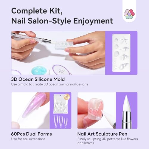 SAVILAND 6PCS Solid Builder Nail Gel Kit Non-Sticky Aurora 30 Day Long-Wear - color: Aurora