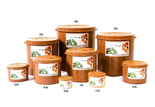e-jen Premium Kimchi, Sauerkraut Container Probiotic Fermentation with Inner Vacuum Lid Round (2.1 gal/ 8L) - size: 8 l