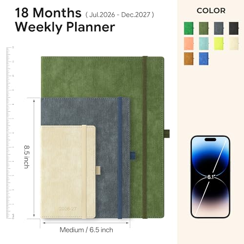 2026-2027 Weekly and Monthly Planner (Jul.2026–Dec.2027) - color: Pink, size: Medium-8.5" x 6.5"