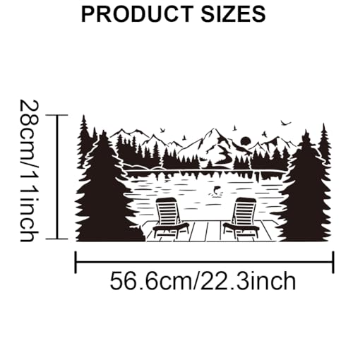 MAYJOYDIY 2pcs Landscape Lake Sunset Stencil 22.3×11inch Splicing Style Forest Lake Mountain Fishing Stencil with Paint Brush Large Natural Scenery 11.8×11.8inch Template for Art Crafts Furniture - color: Landscape Lake Sunset
