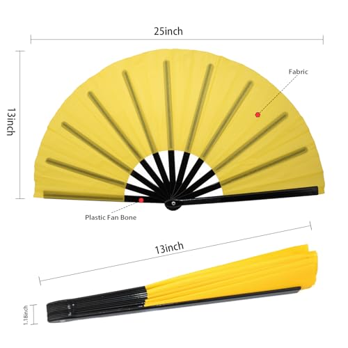 QIRMIZI 10PCS Large Folding Hand Rave Fan - Popping Fan Clacking Fans for Chinese Kung Fu, Tai Chi, Dance, Music Festivals,Carnivals, Weddings, EDM Events, Parties & Decorations,Mixed - color: Mixed