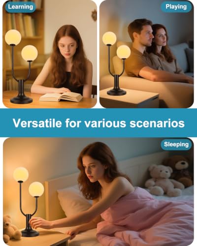 Lightdot Black Globe Table Lamp for Bedroom Gift G9 Bulbs Included Dimmable - color: 10-Black-Globe-2U
