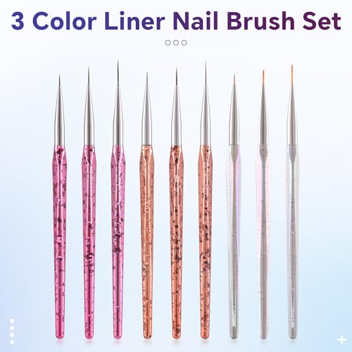 9PCS Liner Brushes for Nails Professional Long Liner Nail Art Brush - color: Set