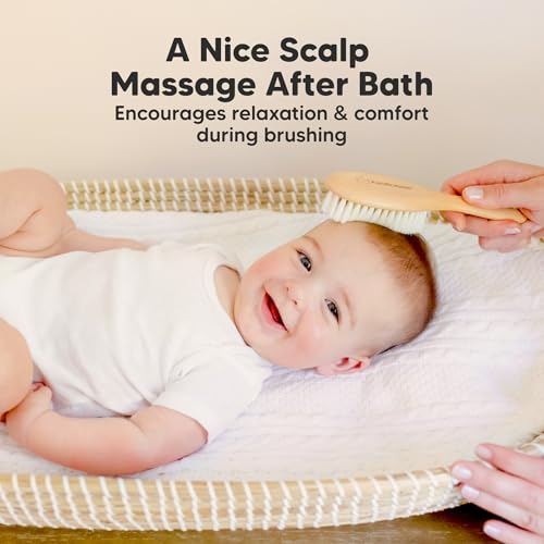 Wooden Baby Hair Brush for Toddler, Infant Cradle Cap (Walnut, Regular) - color: Walnut, size: Oval, Regular 7"