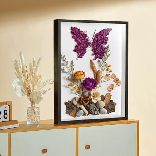 18x24 Large Shadow Box Frame with Thickened Acrylic Panel & Pins - color: Black + Thickened Panel + Foam Packaging, size: 18x24