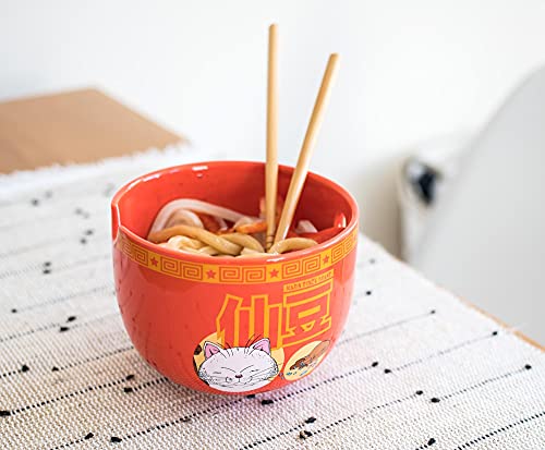 Dragon Ball Z Karin Japanese Ceramic Dinnerware Set | Place Setting Includes 16-Ounce Ramen Bowl and Wooden Chopsticks | Asian Food Dish Set For Home Kitchen