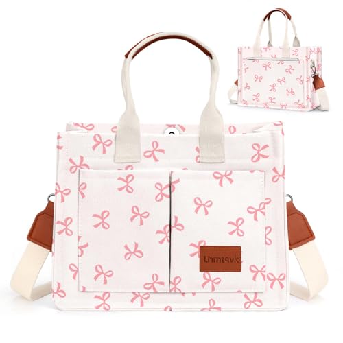 LHMTQVK Canvas Tote Bag for Women, Work & Bible Study Handbag - color: Pink Bow