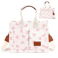 LHMTQVK Canvas Tote Bag for Women, Work & Bible Study Handbag - color: Pink Bow