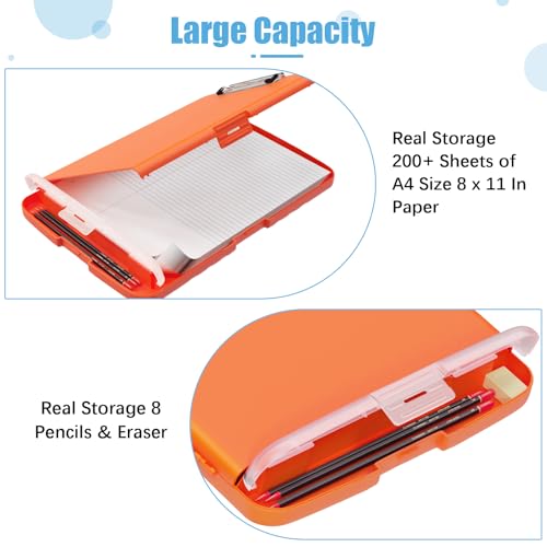 Hongri Clipboard with Storage with Pencil Case, 8.5 x 11 Storage Clip Board - color: Orange