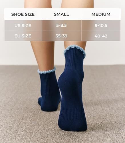 CS CELERSPORT Women's Mini Crew Ankle Socks with Scalloped Top,Pack of 6 - color: Heart Ruffle, size: Medium
