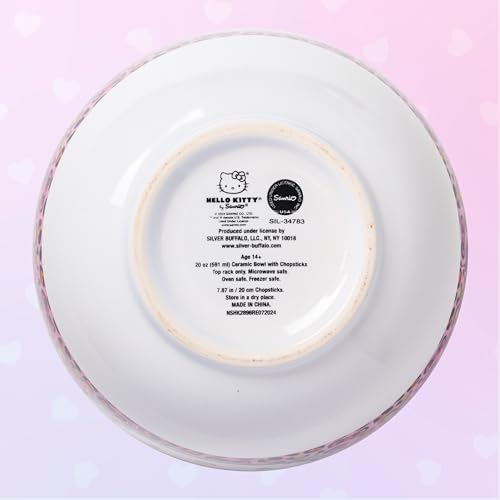 Silver Buffalo Sanrio Hello Kitty Leopard, Ramen Bowl with Chopsticks, 20oz - color: Hello Kitty Pink Leopard Print Spoon, size: 20 Ounces (With Spoon)