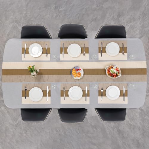 Placemats Set of 4, Vinyl Woven Heat-Resistant Place Mats - color: Beige Light Brown, size: Set of 4