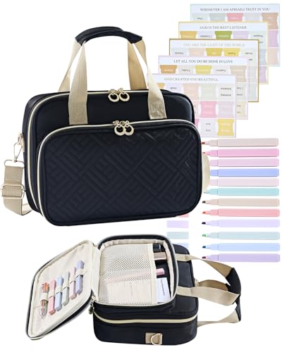 Bible Cover for Women Journaling Kit, Bible Study Case & Christian - Black