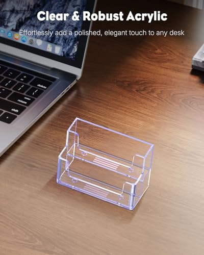 Uniclife 2 Pack Acrylic Business Card Holder for Desk, 120 Card Capacity - color: 2 Slot, size: 2 Pack