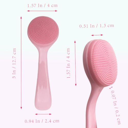 3-Pack Blue & Pink Soft Silicone Facial Cleansing Brushes, Manual Exfoliating Face Scrubbers for Deep Cleaning, Makeup & Blackhead Removal, Waterproof Skin-Friendly Face Cleaners ﻿ ﻿