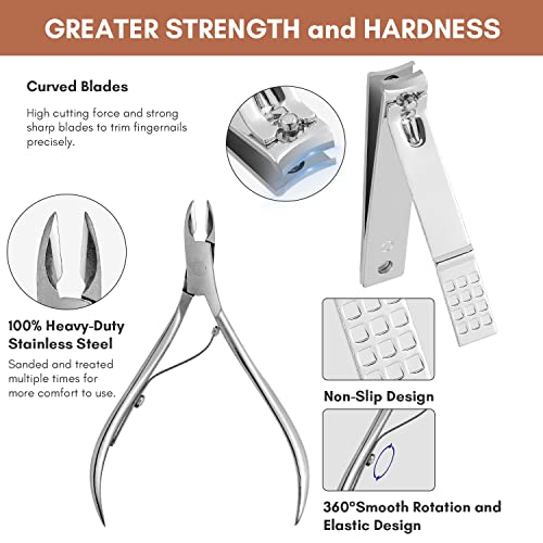Manicure Set, FAMILIFE Professional Manicure Kit Nail Kit Mens Grooming Tools Pedicure Tool 9PCS Gifts for Men Boyfriend Stainless Steel Nail Clipper Set Leather Case Brown - color: Dark-brown