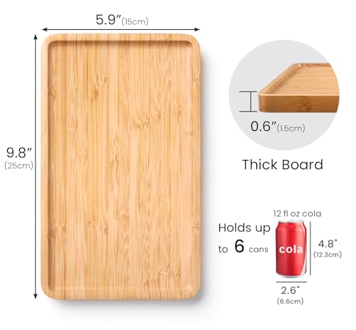 VERTORGAN Bamboo Serving Tray,9.8x5.9 Inch Trays,Home Decor(Natural) - color: Natural, size: 9.8" x 5.9" x 0.6"