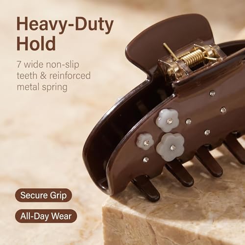 Large Claw Clips For Thick Hair 4 Inch Acetate Hair clips Women - color: brown