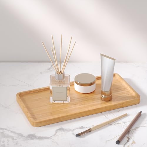 VERTORGAN Bamboo Serving Tray,11.8x5.9 Inch Trays,Home Decor(Natural) - color: Natural, size: 11.8" x 5.9" x 0.6"