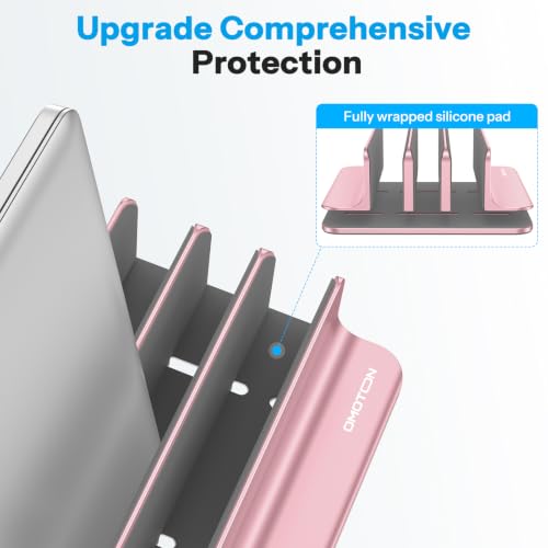 OMOTON 3-Slot Multiple Vertical Laptop Stand, Fits MacBook, Rosegold - color: Three solt，RoseGold