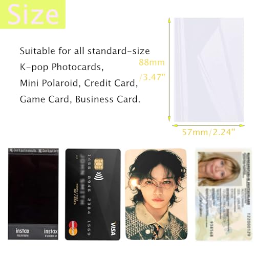 100 Pcs Kpop Photocard Sleeves (57x88mm),Clear Polypropylene Card Protector for Albums Photocards, PVC Free and Acid Free, Idol Photo Cards Protector Trading Cards Shield Cover
