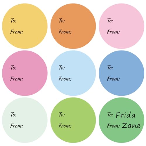 Whaline 315Pcs Pastel Gift Tag Stickers 2.5 Inch to and from Colorful Circle Present Stickers Back to School Self-Adhesive Blank Labels Envelope Sticker for Party Favors Marking, 9 Colors - color: Pastel