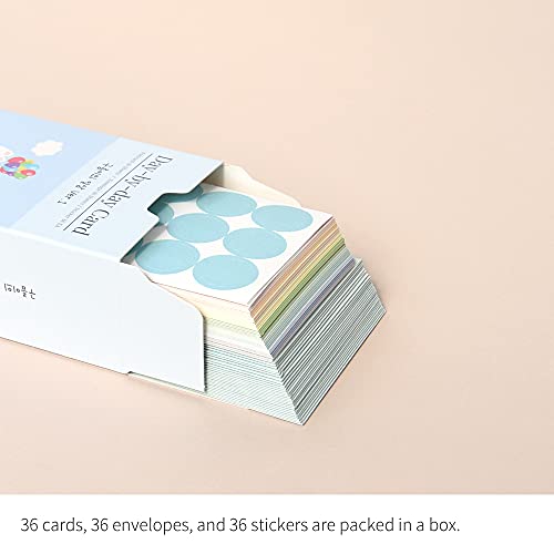 Monolike Day-by-day Card, Gureum's Daily Life ver.1 - Mix 36 Mini Single cards, 36 envelopes, 36 stickers Package - color: Gureum's daily life ver.1