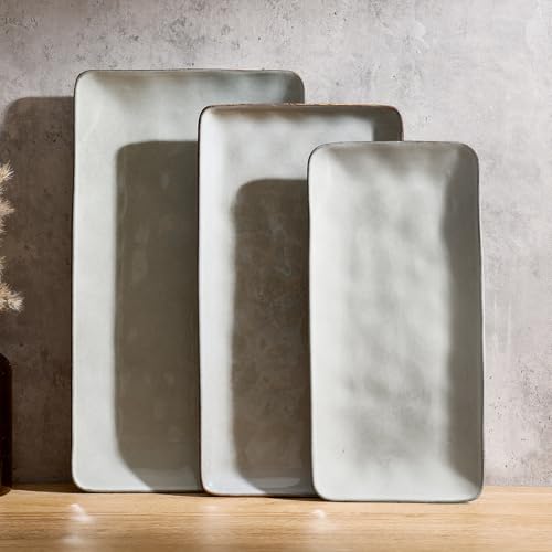 Famiware Serving Platters Set of 3 Sizes - Rectangular, Grey - color: Gray